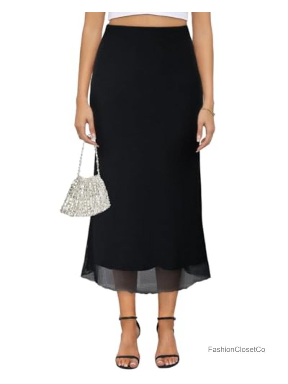 Y2K Mesh Midi Skirt High Waisted Bodycon Long Skirts Gothic Mermaid Slim Fit